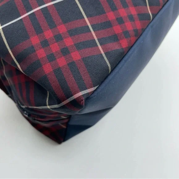 Auth Burberry Nova Check Blue Label Canvas Leather Black Red Handbag - Picture 10 of 16